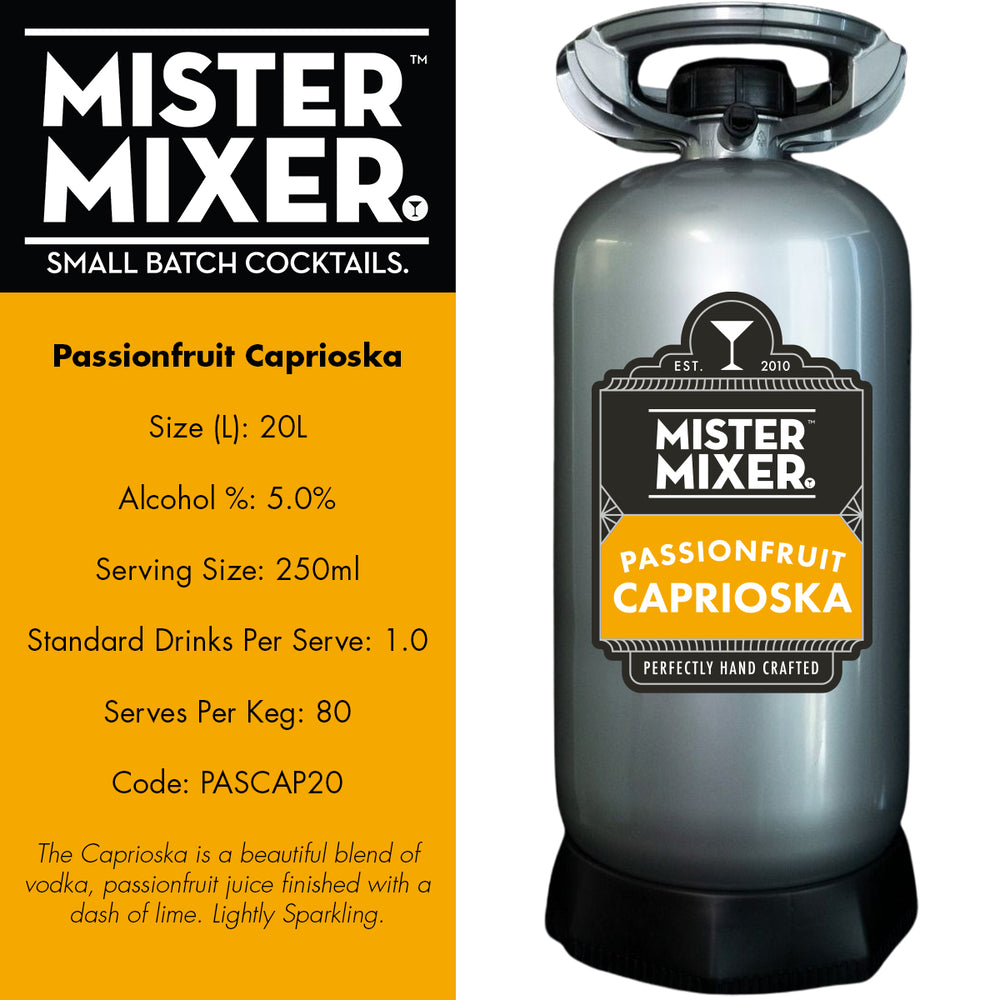 Passionfruit Caprioska 20L Keg - 5% ABV - 80 Std Drinks