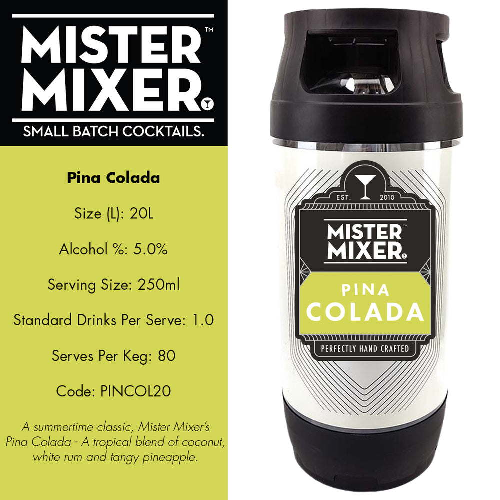 Pina Colada 20L Keg - 5% ABV - 80 Std Drinks – Mister Mixer Cocktails