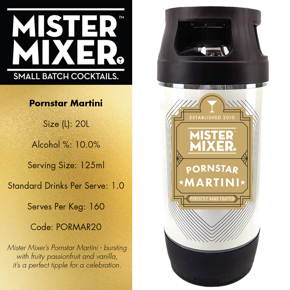 Pornstar Martini 20L Keg - 10% ABV - 160 Std Drinks